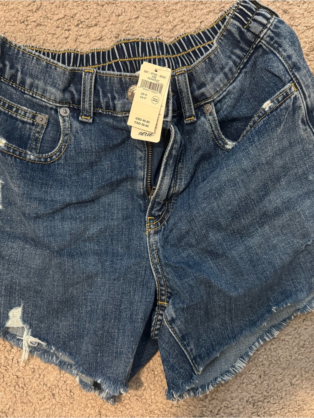 aerie Distressed Dark Blue Denim Cutoff Shorts